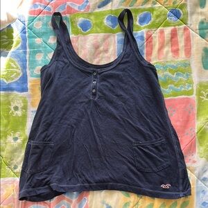 Hollister Dark Blue Tank Top with Button Detail